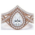 thumbnail image 3 of JeenMata 1.5 Carat Pear Cut Moissanite Wedding Set - Bridal Set - Art Deco Ring - Halo Ring - Cluster Ring - 18k Rose Gold Plated for Women, 3 of 8