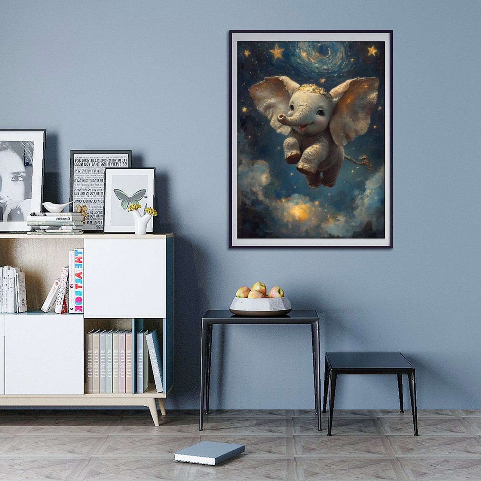 Diamond Art Kits for Adults - 5d Flying Baby Elephant Night Sky Diamond Painting for Adults, Diamond Art for Adults Beginners, Diamond Painting Kits for Adults for Home Wall Decor