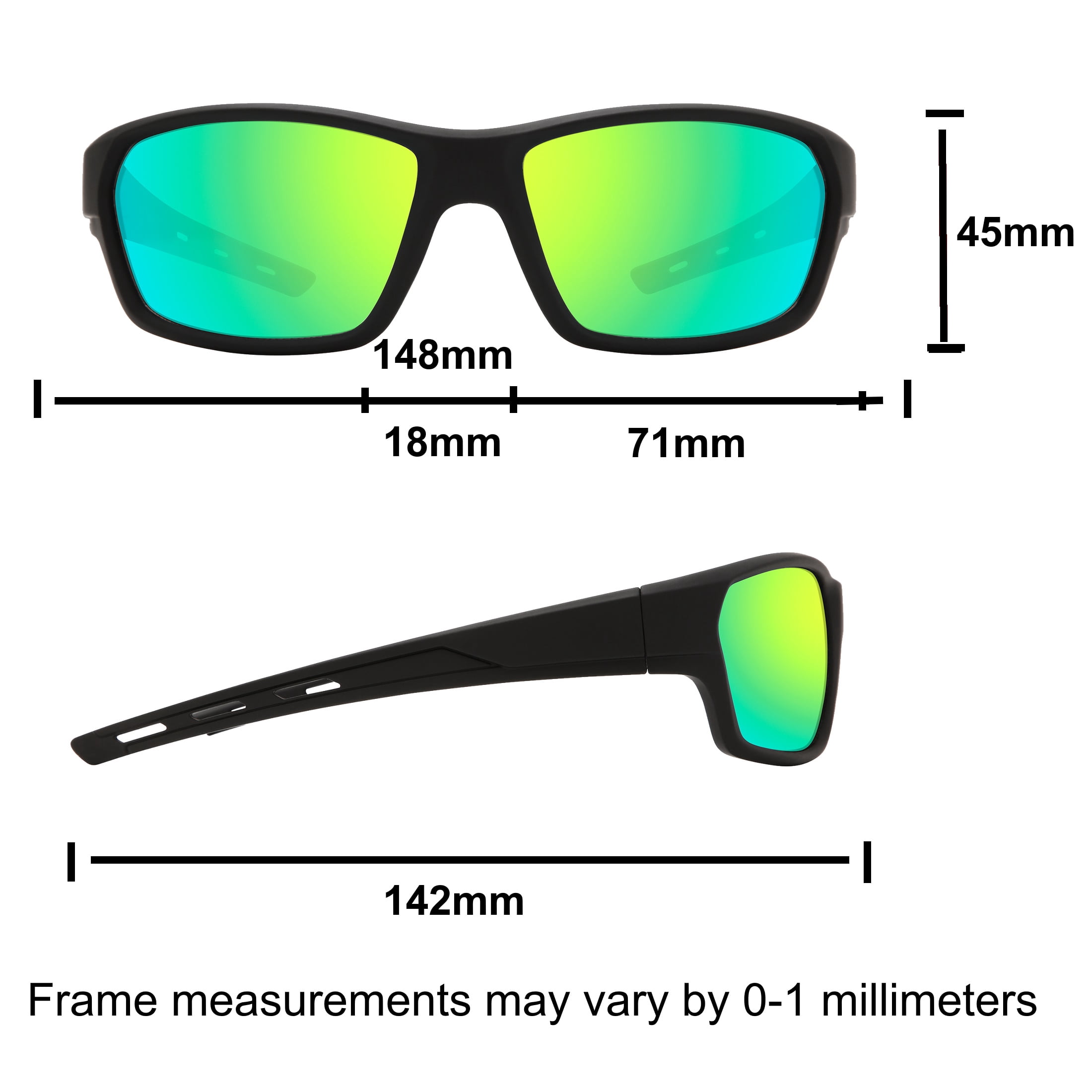 M+, Safety Glasses, Unisex, MS622187CRBLK, Plastic, Black with Lens Color Blue Green, 1 Unit