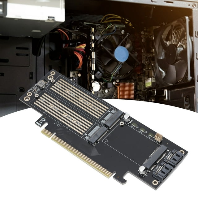 Adapter Card M.2 Adapter, M.2 NVMe To PCIE X4/X8/X16 NGFF MSATA Expansion Heat Sink Converter 3-disk Expansion Cooling Adapter Card