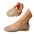 thumbnail image 3 of HOWPAY Womens Sandals on Closed Toe Hollow out Non- Transparent Ballet Flats Casual Comfortable Summer Beach Jelly Shoes Gold 38, 3 of 9