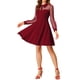 thumbnail image 1 of INSPIRE CHIC Vestido de fiesta con cuello retro y mangas de malla transparente para mujer rojo L, 1 of 5