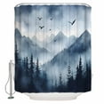 thumbnail image 2 of Blue Mountain Peak Bathroom Curtain 78 Inch Shower Curtain with Hooks, Forest Tree Bird Fog Landscape Waterproof Polyester Bath Curtain Washable Bathtub Curtain 72''x 78'', 2 of 6