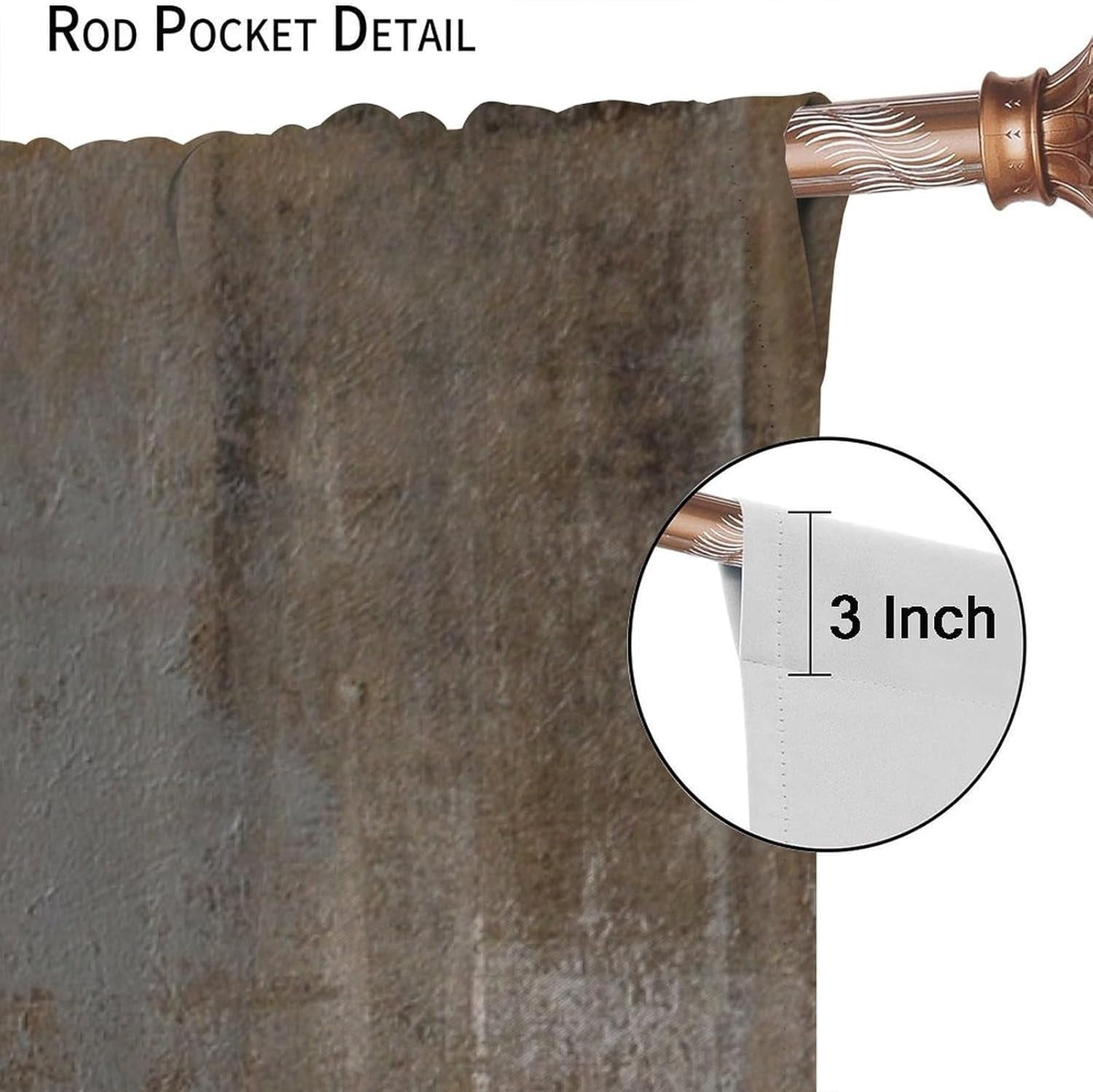 Rustic Curtains Tan Brown Abstract Wood Blackout Print Rod Pocket Window Drapes for Bedroom Living Room 42x63in
