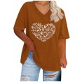 thumbnail image 1 of Camisetas Casuales de las Mujeres con Cuello en V Grande de la Calabaza de Acción de Gracias de Manga Corta, Base de Verano de Color Sólido para el Uso Diario, 1 of 4