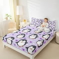 thumbnail image 4 of Manfei Cute Penguin Print Twin Sheet Sets, Kawaii Cartoon Love Heart Twin Fitted Sheet, Teen Boy Girl Kid Flat Sheet, Ultra Soft Home Decor, 3pcs, 4 of 7