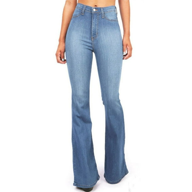 Wodstyle - Women's High Waist Plus Size Bootcut Denim Jeans Skinny ...