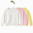 thumbnail image 6 of ZACPNCV Girls Long Sleeve Sparkle Cardigan Kids Button Closure Knitted Shrug Cropped Sweaters Tops Yellow 5-6 Years, 6 of 6