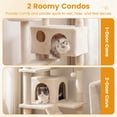 thumbnail image 4 of 52In Cat Tree Tower Beige Perches Condos Multi Cat Playground Scratching Posts 31Lbs Engineered Wood Sponge Plush Sisal Anti Topple Wide Base 22Lbs Capacity Climbing Ladder Dangling Balls Indoor Use, 4 of 10