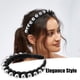thumbnail image 2 of diadema con cinta trenzada de perlas sintéticas, diadema de moda para mujer, negro, 0,79 pulgadas de ancho, 2 of 7