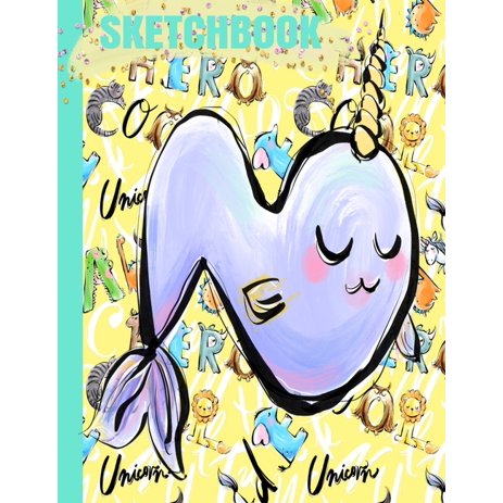N Sketchbook Cute Pastel Yellow Monogram Initial Letter N Narwhal Alphabet Animals Art Blank Drawing Pad Scrapbook For Doodling Sketching Paper Exercise Schoolbook For Girls Student Back To School Supplies Glossy Soft Cover 8 5 X 11 A4 Large 110