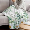 thumbnail image 3 of Green Eucalyptus Leaves Blanket Soft Cozy Warm Throw Blanket for Couch, Plush Fuzzy Flannel Fleece Blankets for Sofa, Summer Botanical Watercolor Daisy Bed Blankets Lightweight Gifts for Men, 32"x48", 3 of 9