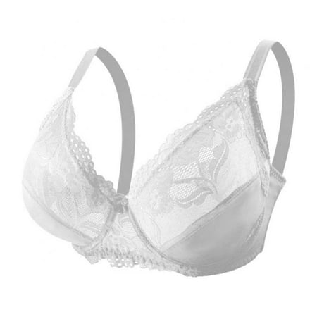 

Women s 1/2 Cup Lace Mesh Deep V See Through Full Coverage Plus Size Ultra-thin Comfortable Breathable Bralette Bra(1-Packs)