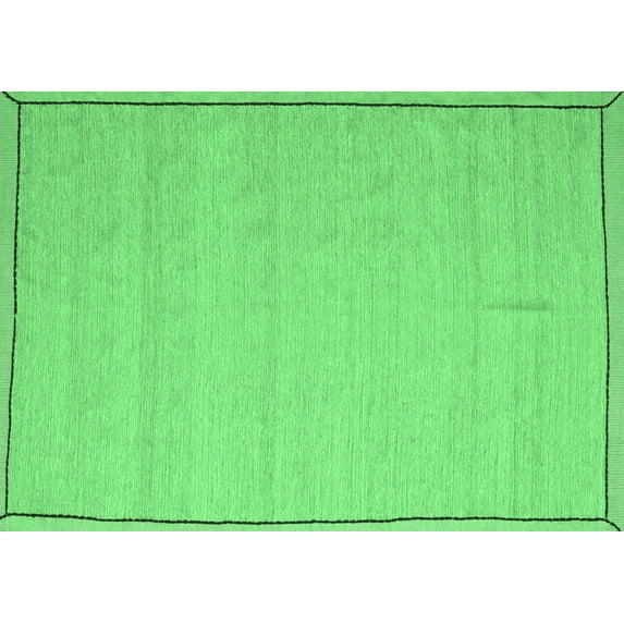 Ahgly Company Indoor Rectangle Abstract Emerald Green Contemporary Area Rugs, 2' x 4'