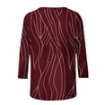 thumbnail image 5 of IROINNID Women Printed Round Neck Casual 3/4 Sleeve Shirt Summer Trendy Blouse Cute Tops Comfortable Loose Fit Fashion T Shirt Clothes(Wine#3,L), 5 of 9