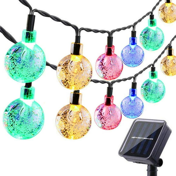 Solar Globe String Lights, 18ft 30 LED Outdoor Bulb String Lights, Waterproof 8 Modes Solar Patio Lights for Garden, Gazebo, Yard, Party Decorations (Multicolor)