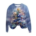 thumbnail image 2 of FDGIU Women's Christmas Graphic Tunic Tops - Soft Long Sleeve Crewneck Blouses with Xmas Tree Prints, Holiday Party Tees, 2 of 4
