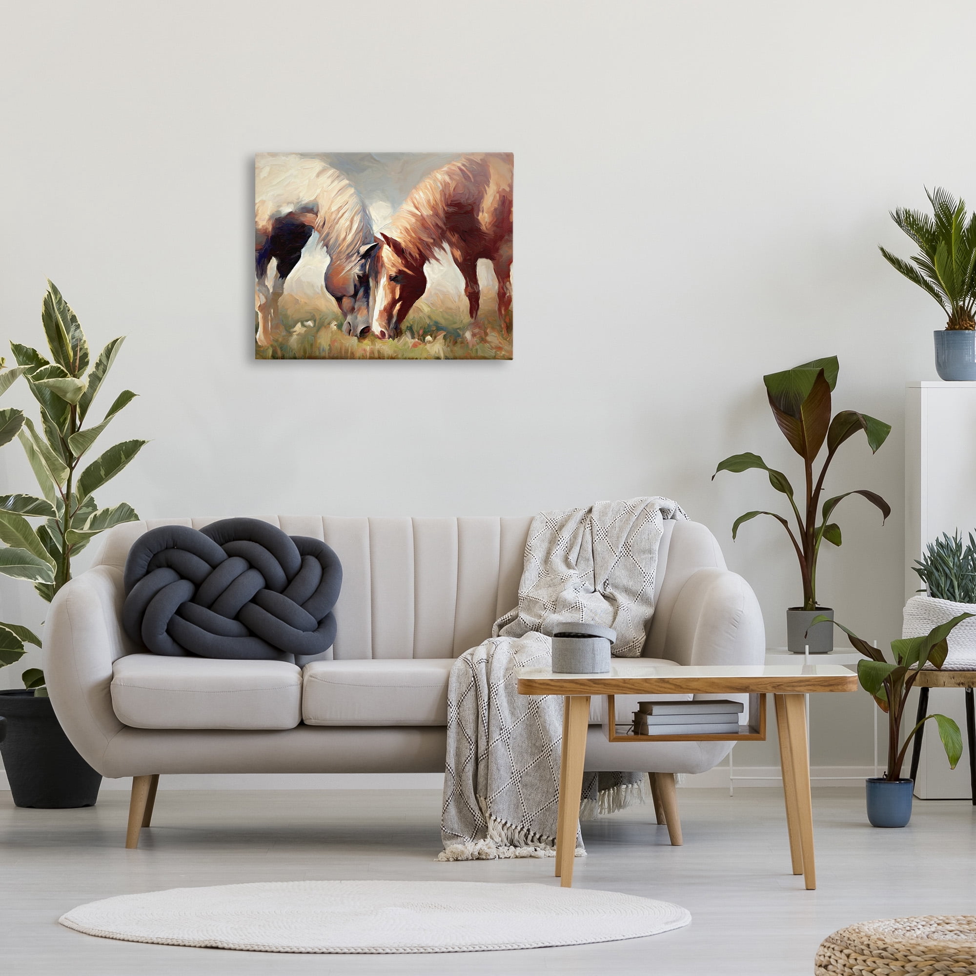 Stupell Industries Grazing Horse Pair Animals & Insects Painting Gallery Wrapped Canvas Art Print Wall Art, 30 x 24