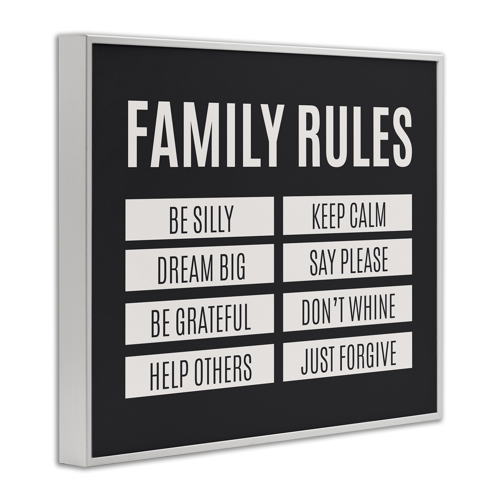 Stupell Industries Family Rules Simple Black White Framed Giclee Art, design by SD Graphics Studio