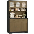 thumbnail image 3 of Hiphuta 71"in Modern Kitchen Pantry Storage Cabinet, Freestanding Kitchen Hutch Cabinet with Adjustable Shelves & Microwave Stand, Modern Coffee Hutch for Dining Room, Oak, 3 of 7