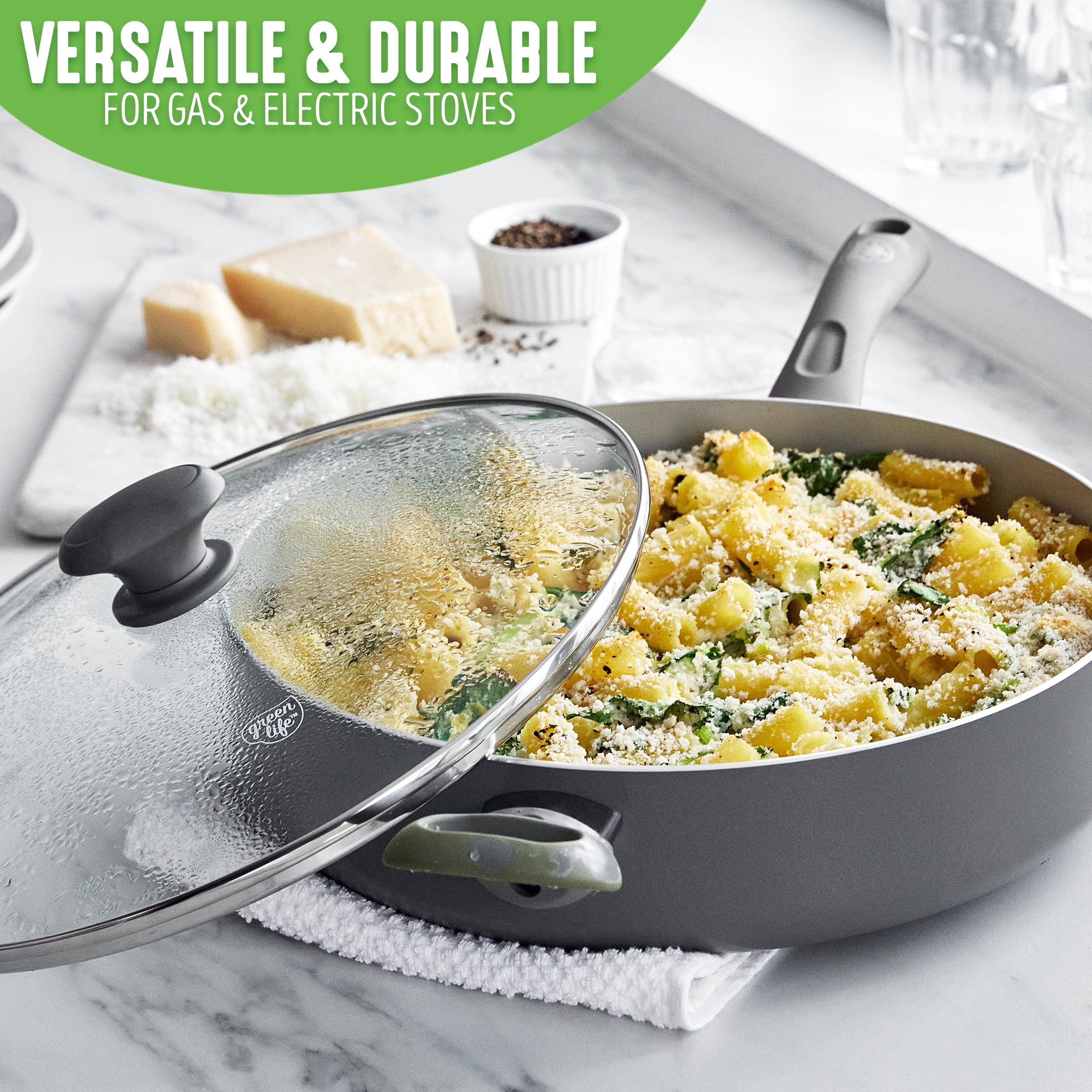 GreenLife Savory Ceramic Nonstick Gray 5 Quart Saute Pan