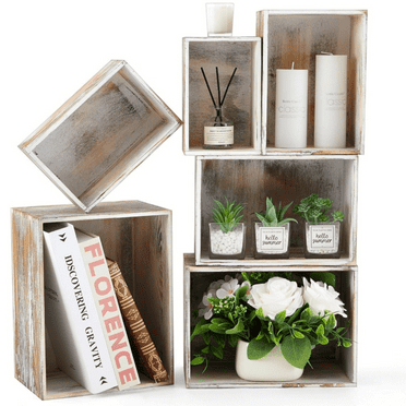 6 Farmhouse Wooden Crate Antique Wood Crates for Pantry D  r Organizer Storage Rustic Wooden Crates for Display D  rative Solid Wooden Storage Box for Book Storage Organizing