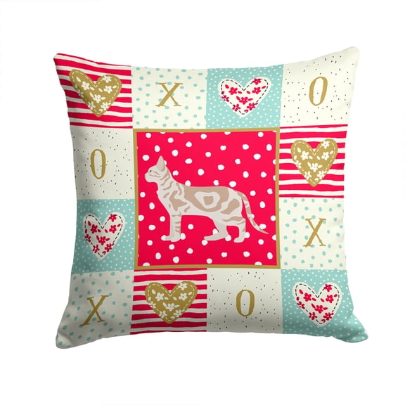 Sokoke 2 Cat Love Fabric Decorative Pillow Red