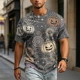 thumbnail image 4 of Happy Halloween Men's Short Sleeve T-Shirt, Cute Ghost Pumpkin Spiderweb Pattern Crew Neck Stylish Autumn Streetwear Tees, 4 of 5