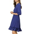 thumbnail image 5 of MODA NOVA Juniors Layered Ruffle Hem 3/4 Sleeves Smocked A-Line Chiffon Dress, 5 of 8