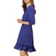 thumbnail image 4 of INSPIRE CHIC Vestido A-Line de Chifón con Volantes en Capa y Mangas 3/4 L Azul Real, 4 of 8