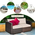 thumbnail image 5 of Costway 2PCS Patio Rattan Corner Sofa Sectional Furniture Beige Cushion, 5 of 11