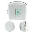 thumbnail image 4 of Unique Bargains 1 Pc Letter P Pattern Makeup Bag for Travel White Corduroy, 4 of 6