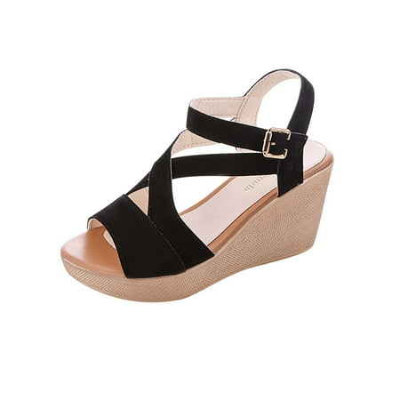 

KBKYBUYZ Wedge Sandals Women s Roman Shoes Suede Trifle High-heeled Fish Mouth Shoes