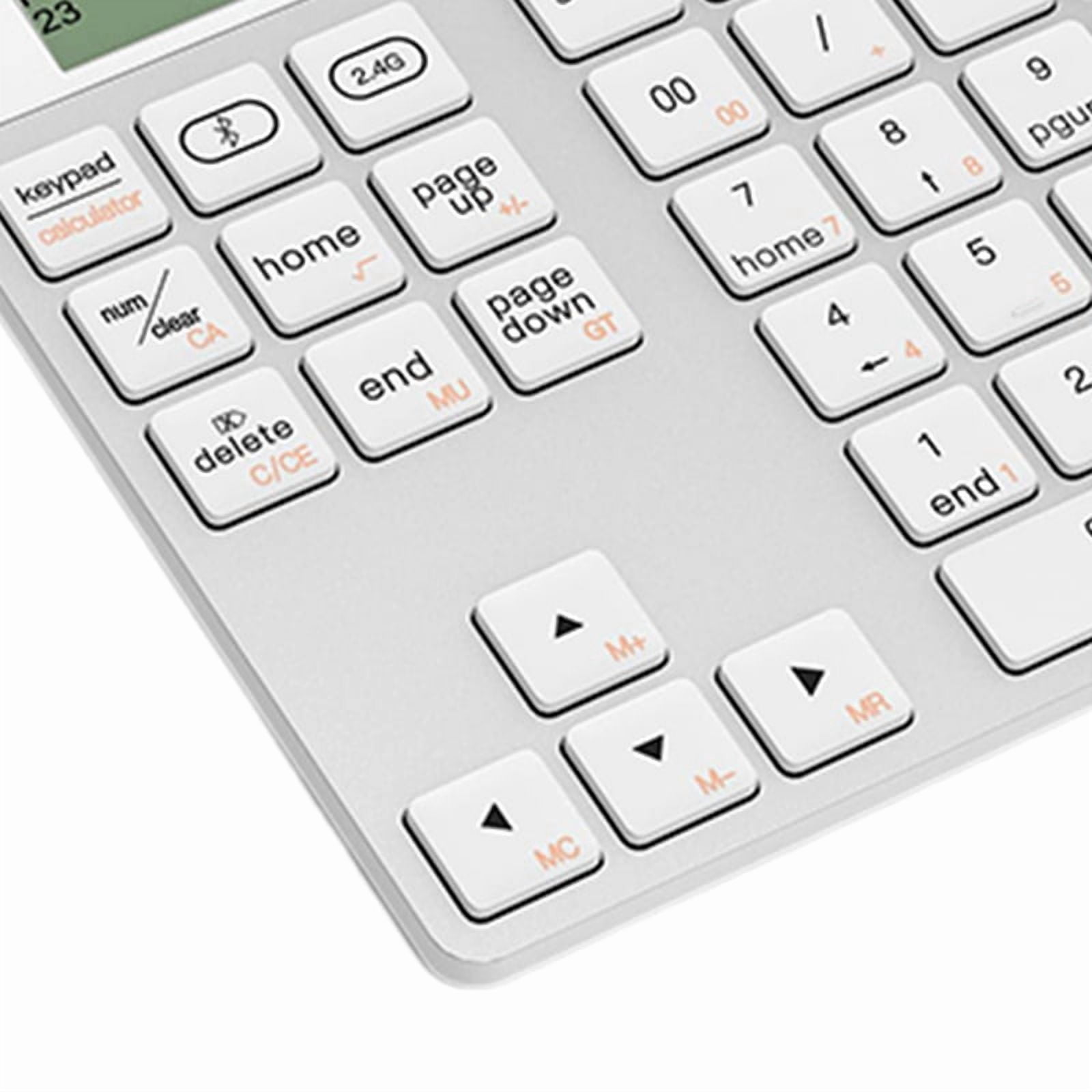 Ergonomic Bluetooth Dual Mode Wireless Numeric Keyboard with Display Calculator 2in1 Wireless Number Keypad Grey