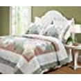 thumbnail image 3 of Cozy Line Home Fashions Floral Véritable Patchwork Vert Pêche Bord Festonné Campagnard Ensemble de Literie Courtepointe 100 % Coton, Couvre-Lit Réversible (Celia, Lit Simple - 2 Pcs), 3 of 5