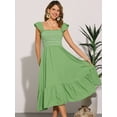 thumbnail image 4 of DARING DIVA Square Neck Boho Sleeveless Ruffle Tiered Smocked Sundress L Dark Green, 4 of 6