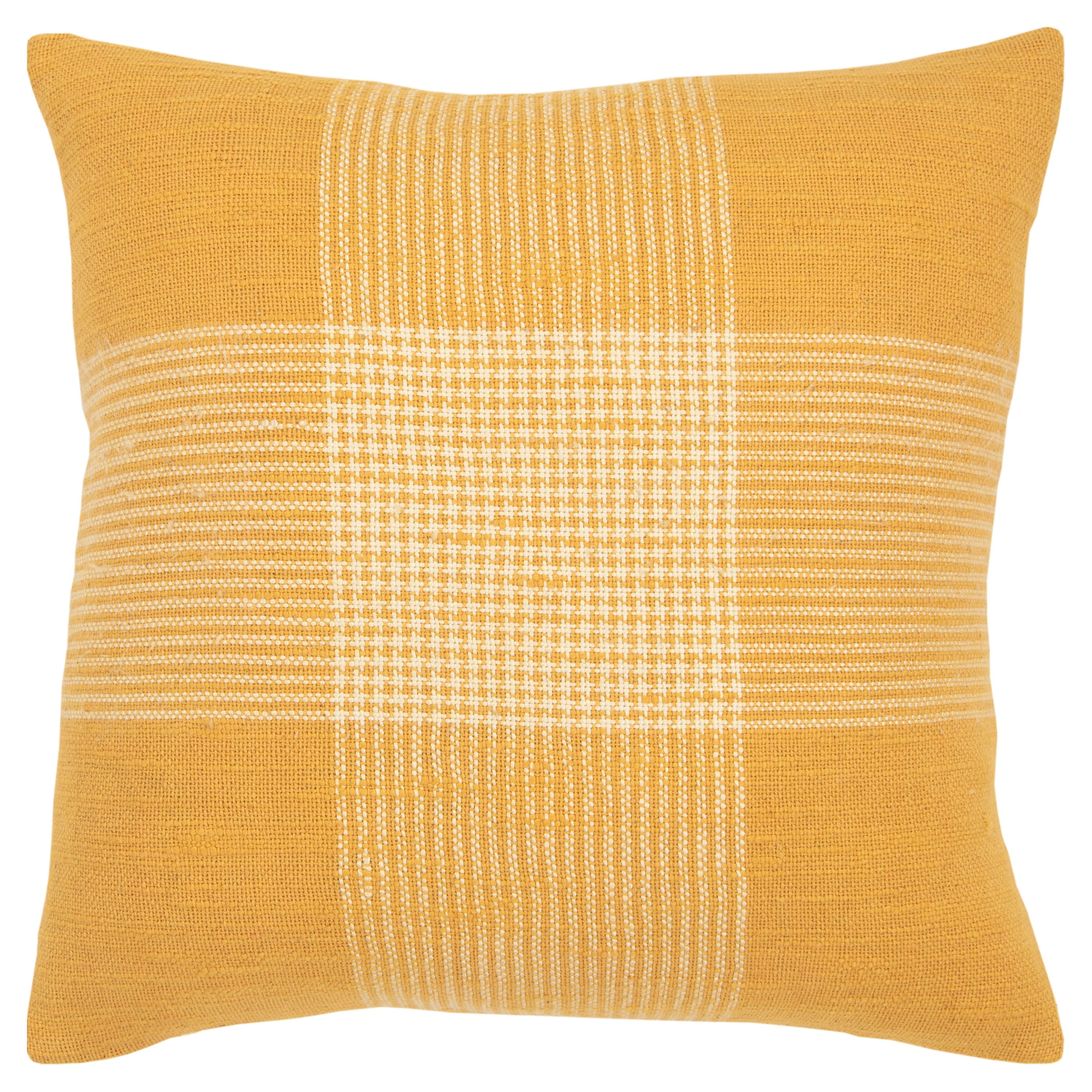 Rizzy Home Down Filled Decorative Throw Pillow Plaid 20"X20" Yellow