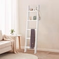 thumbnail image 3 of Fionafurn 5-Tier Modern Ladder Shelf,Wooden Flower Book Display Shelf，Leaning Wall Shelf，White, 3 of 8