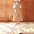thumbnail image 2 of KyCheLot School Uniform Set for Girls Short Sleeve Blouse and Crewneck Sleeveless Dress with Bowtie Dress Set 3-15Years, 2 of 5