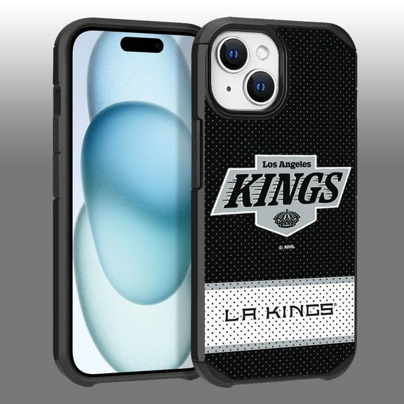 Apple iPhone 15 - NHL Licensed Los Angeles Kings Team Logo on Jersey Textured Dual Layer Case