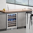 thumbnail image 6 of 52 Bottles Wine Cooler Under Counter, 24 Inch Dual Zone Wine Fridge with 40～64°F Independent Temperature Control, Safety Lock, All Wood Removable Shelves, Stainless Steel+Glass Door, Dual Zone, 6 of 6