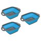 thumbnail image 1 of Juego de coladores colapsables Uxcell, 3 piezas de colador cuadrado de silicona plegable para pasta, verduras, frutas - Azul pequeño, 1 of 1
