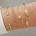 thumbnail image 2 of Pulseras Abiertas De 4 Piezas Para Mujer, Con Brazalete Brazalete Abierto Con Cristal Para Mujeres Niñas - Dorado Yuyangstore Cadena de brazalete de oro para mujer, 2 of 8