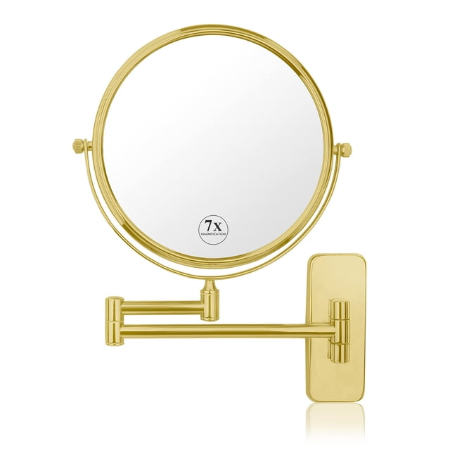 Espejo de maquillaje Nicesail Gold montado en la pared con aumento 7X