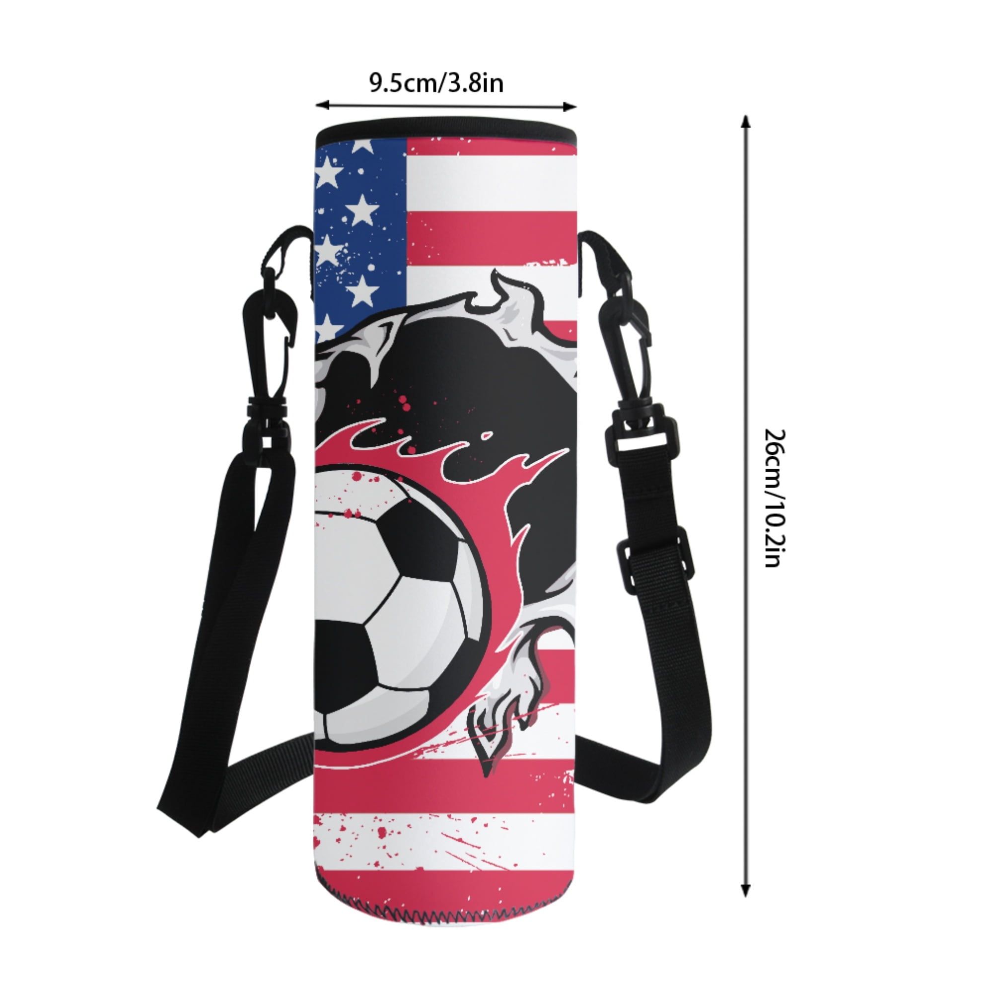 Xixirimido American Flag Soccer Ball Pattern 4Pcs Backpack Set for Students 17 Inch School Bag, Thermal Lunch Tote, Water Bottle Carrier, Pen Case, Lightweight & Large Capacity