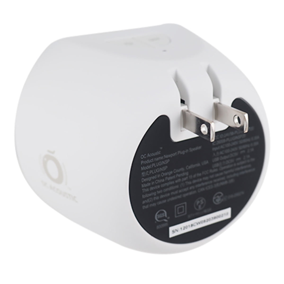 OC Acoustic Newport Plug-in Outlet Speaker with Bluetooth 5.1 and Built-in USB Type-A Charging Port - Set of 4 (Light Gray/White)