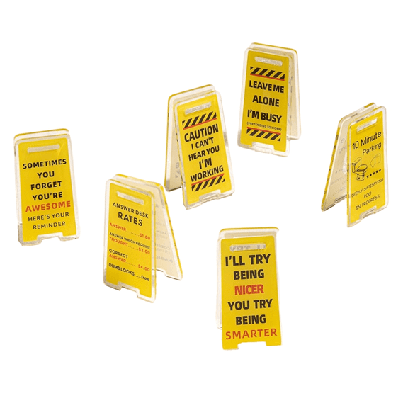 Funny Sticky Note Holder - 6 Pack Clips, Overstimulated Desk Sign for Office, Hilarious Signs