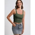 thumbnail image 5 of Women Double Lined Womens Tank Tops Y2K Going Out Crop Tops Slim Sleeveless Summer Square Neck Shirts  Green XS, 5 of 6