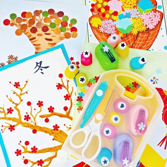Creative  DIY Puncher Craft Set, Craft Hole Punch Shapes Set, Hole Punch , Shape Cutters for Crafts, Leaf, Butterfly, Star Heart Flower Punch DIY Projects