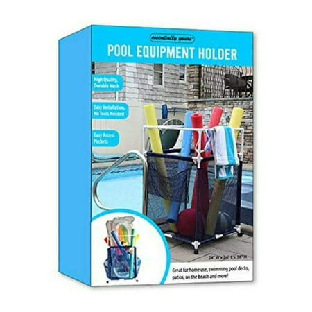 Essentially Yours Rolling Pool Noodle Storage Organizer Bin  Standard Noodle Holder  (25.4  W x 26  L x 40.5  H)  Blue / White Style 510643